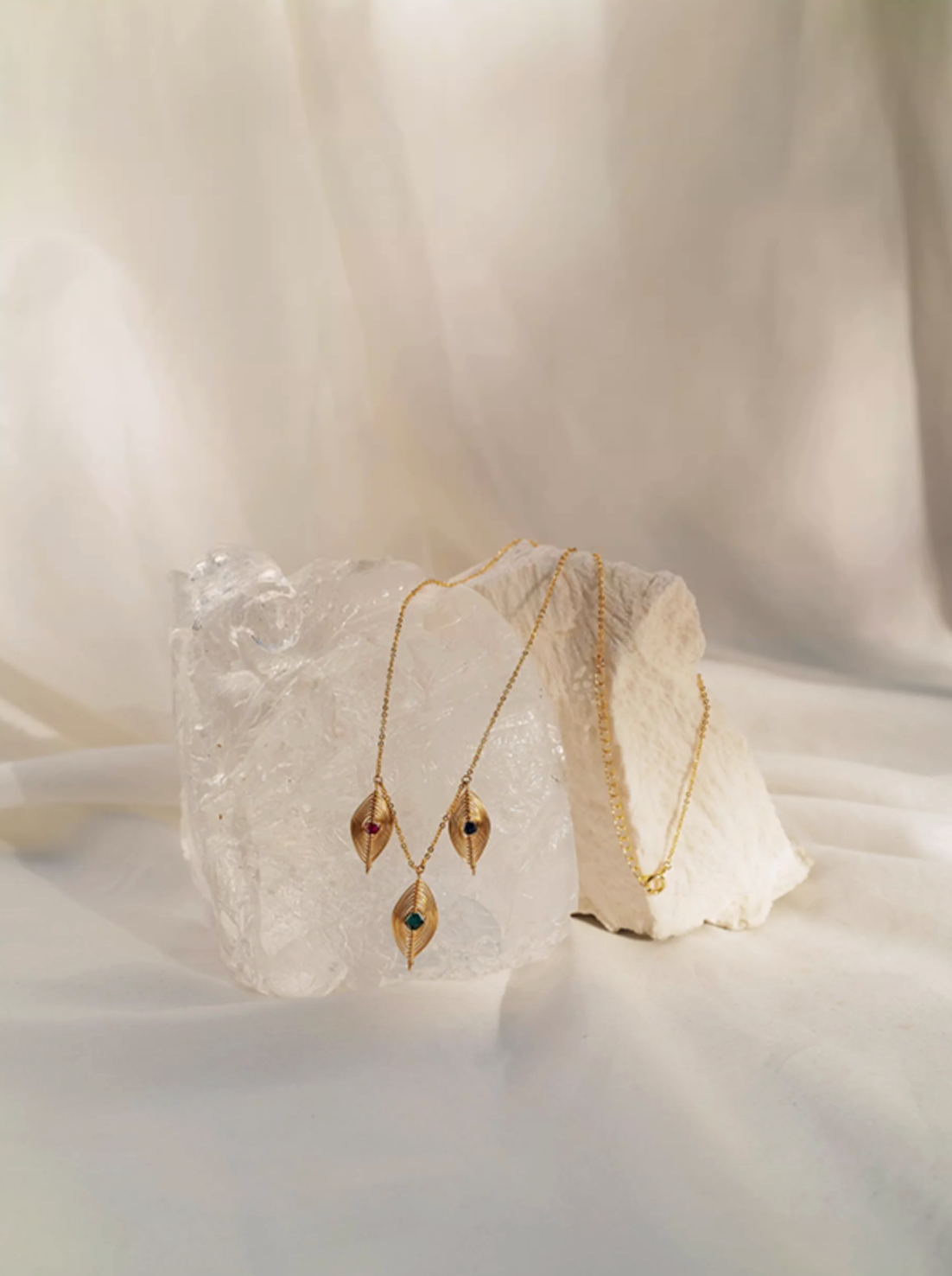 Lover's Eye Triple Charms Necklace Gold