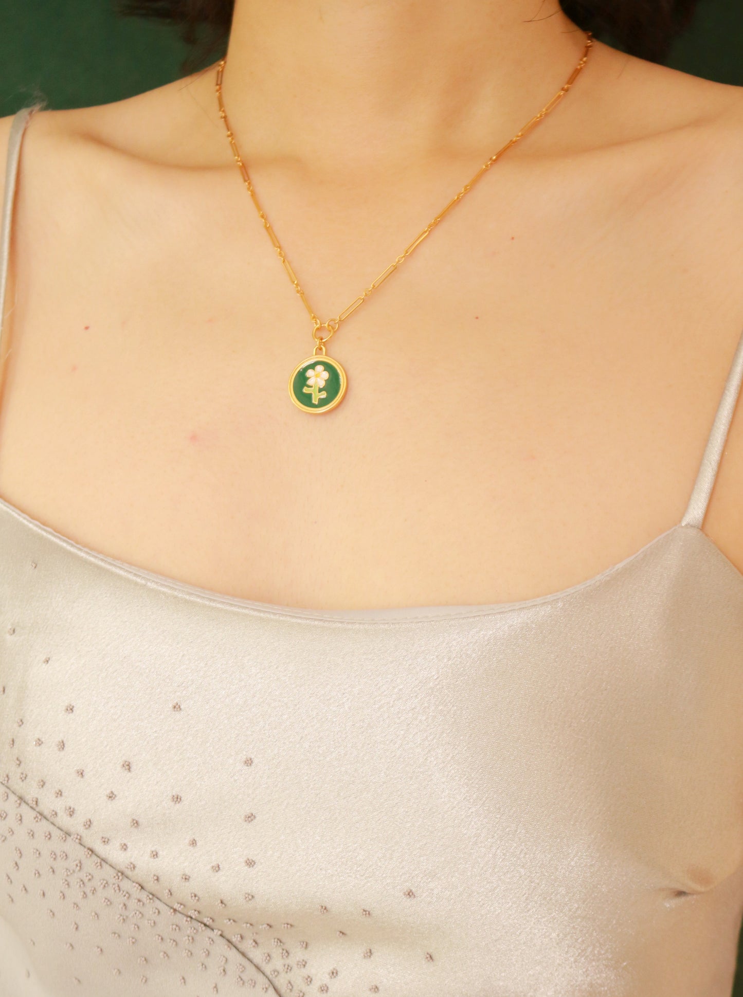 Necklace Flower Green Grass