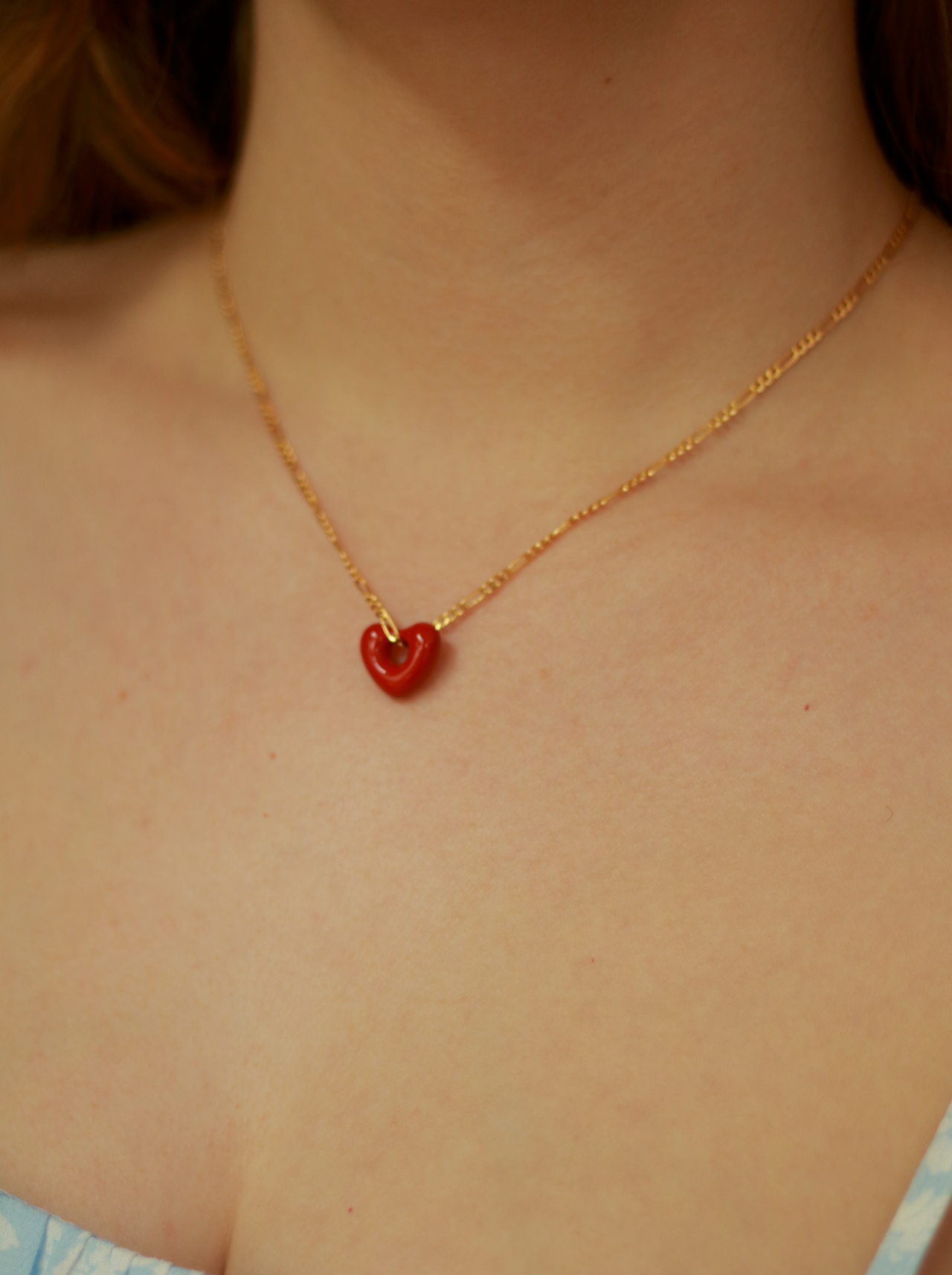 Red Heart Enamel Necklace